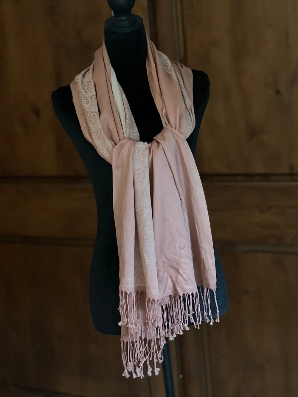 Pashmina Turkish Elegant Pink Women's Scarf - Lightweight Fringe Wrap